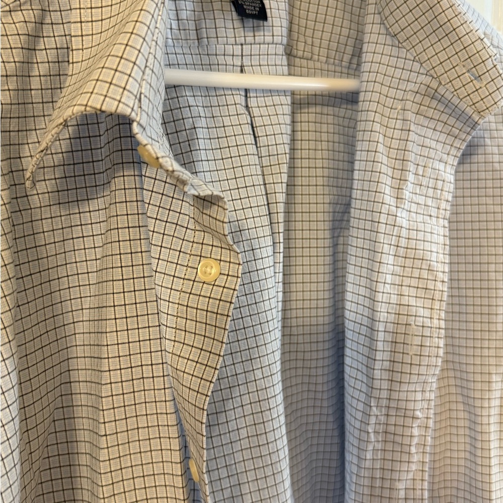 Jos. A. Bank Beige and White Checkered Button Down Shirt